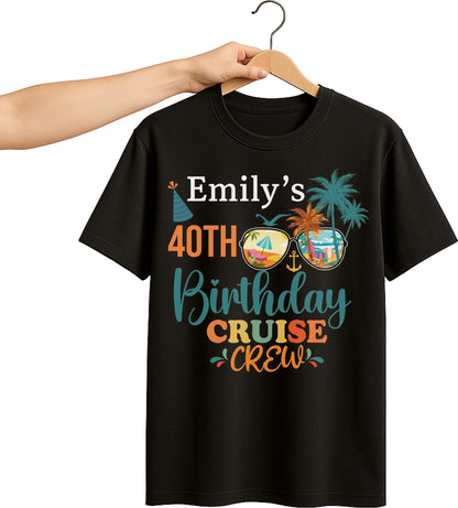 Birthday Cruise Crew With Palm Trees And Sunglasses - Personalized Custom Unisex T-shirt, Hoodie - BDAY013_BBAS