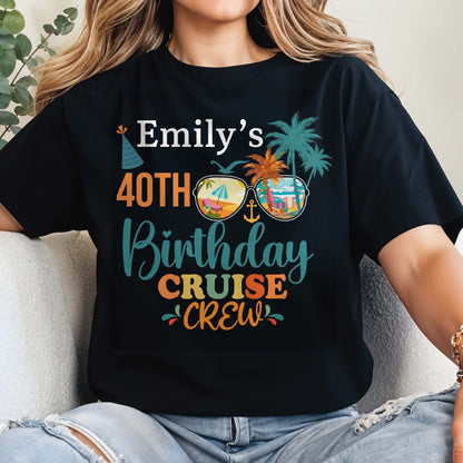 Birthday Cruise Crew With Palm Trees And Sunglasses - Personalized Custom Unisex T-shirt, Hoodie - BDAY013_BBAS
