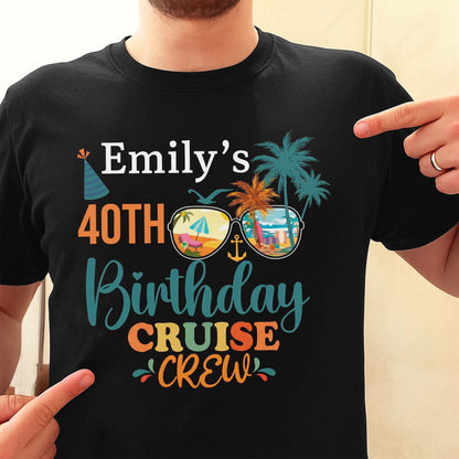 Birthday Cruise Crew With Palm Trees And Sunglasses - Personalized Custom Unisex T-shirt, Hoodie - BDAY013_BBAS