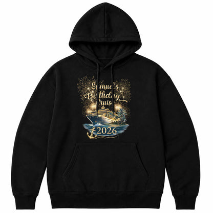 Birthday Cruise With Fireworks And Cruise Ship Design - Personalized Custom Unisex T-shirt, Hoodie - BDAY026_BBAS