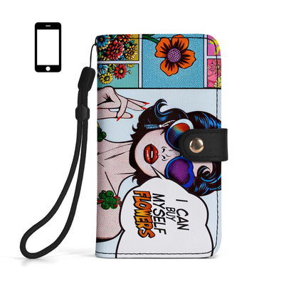 Puedo comprarme flores - Cartera de cuero personalizada para teléfono - BF02PW