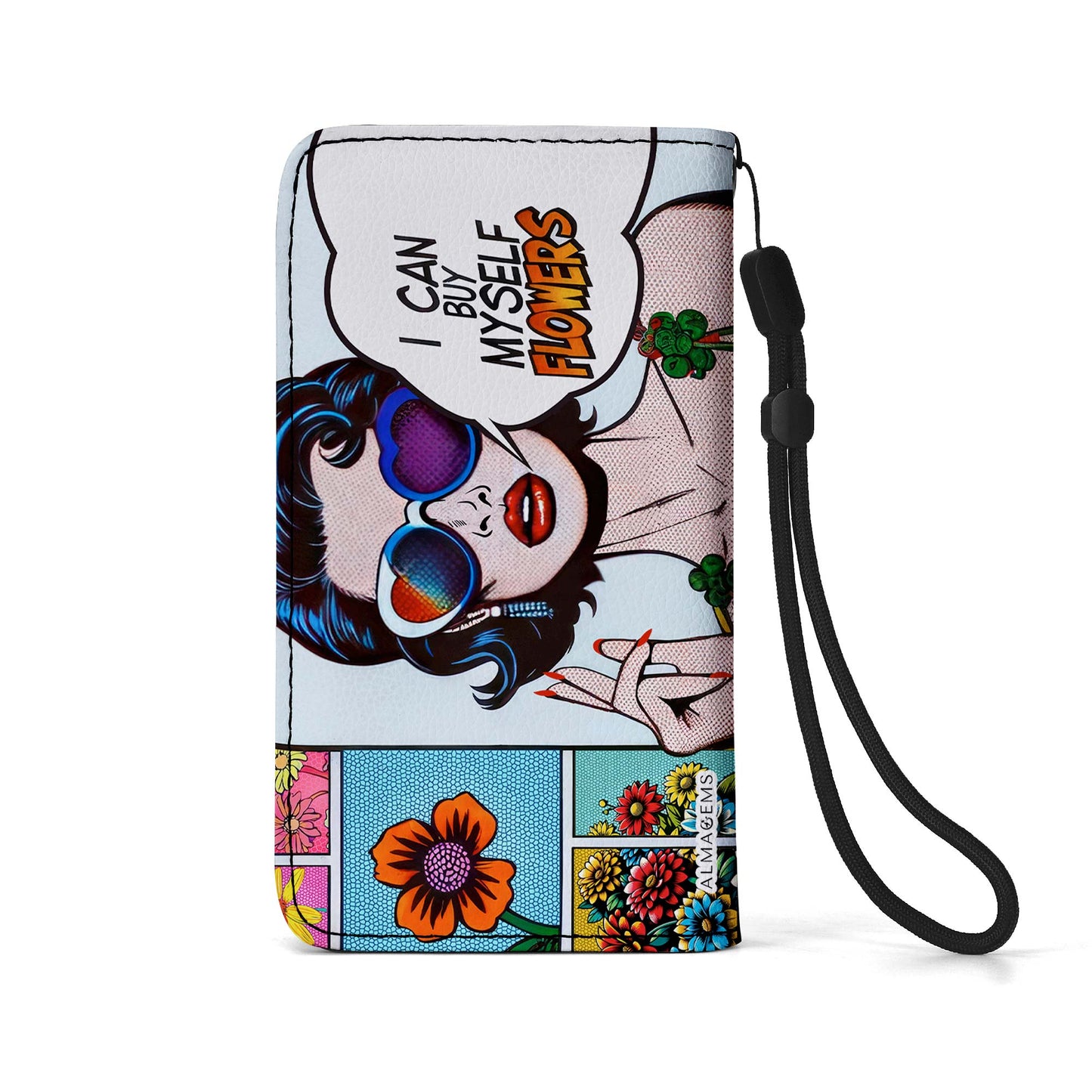 Puedo comprarme flores - Cartera de cuero personalizada para teléfono - BF02PW