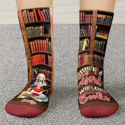 Just A Girl Who Loves Books, Girl Reading Among Shelves