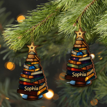 Beautiful Tree Ornament With Star - Personalized Custom Wood Ornament, Custom Shaped - BLV007_WDO