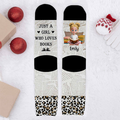 Just A Girl Who Loves Books With Cartoon Girl