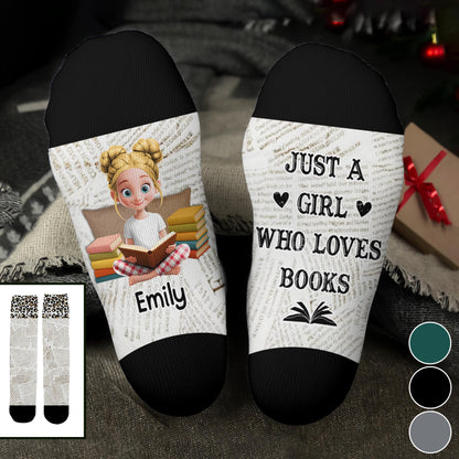 Just A Girl Who Loves Books With Cartoon Girl
