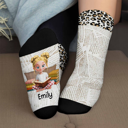 Just A Girl Who Loves Books With Cartoon Girl