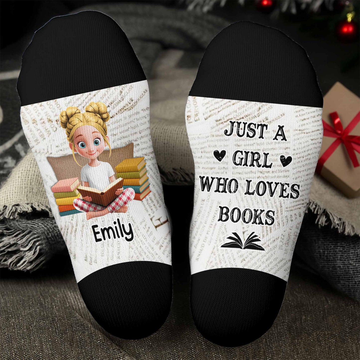 Just A Girl Who Loves Books With Cartoon Girl