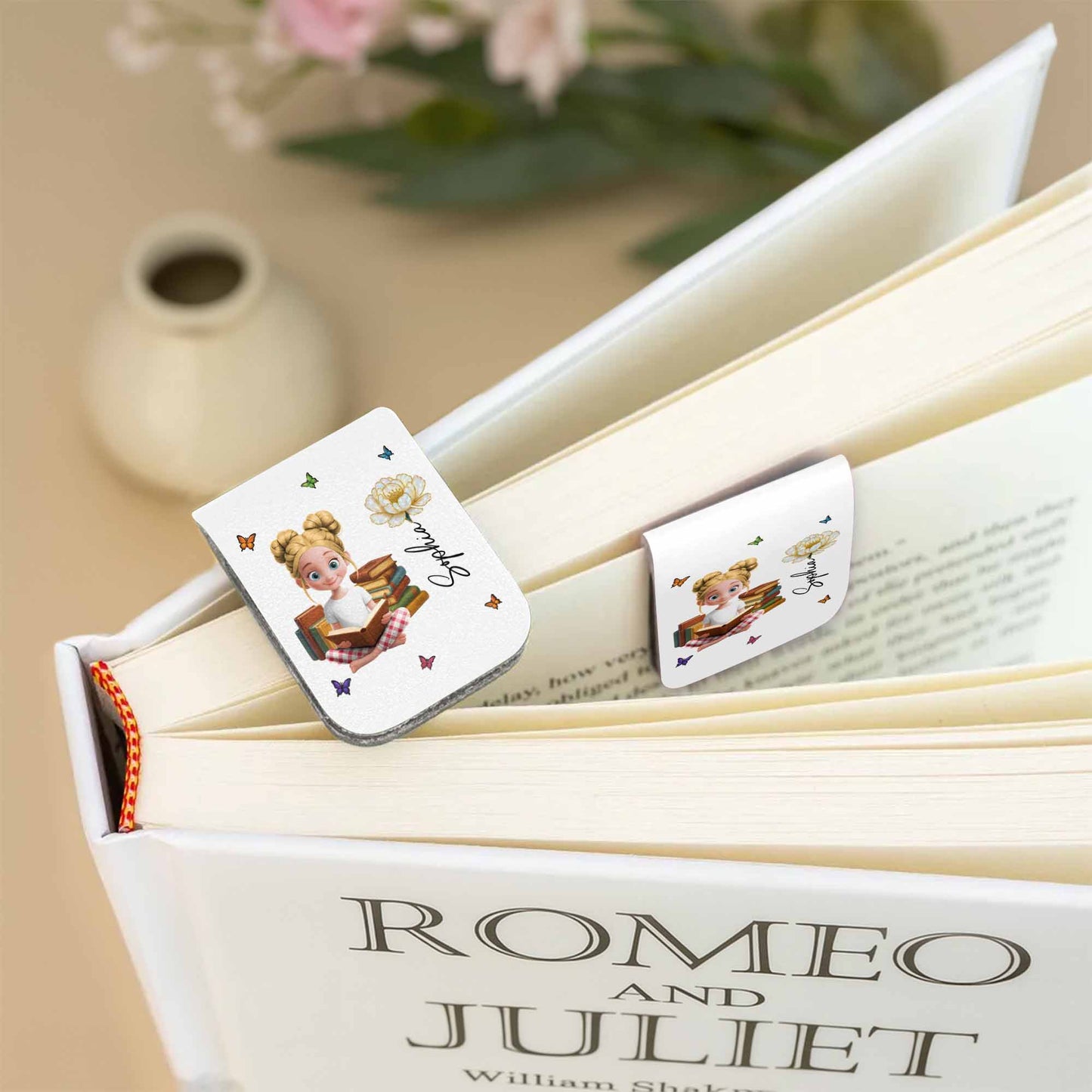 Customize Your Own Message With A Charming Girl Reading