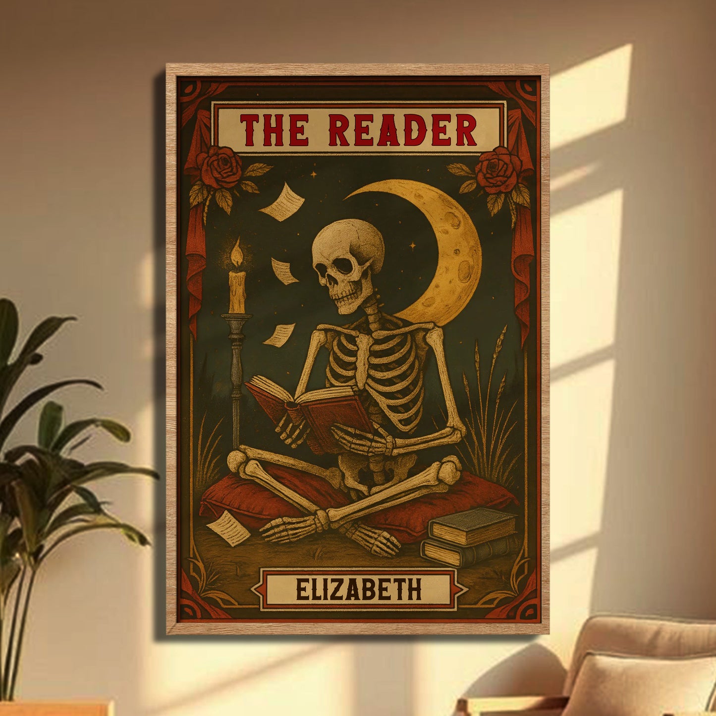The Reader Skeleton With Books And Candles