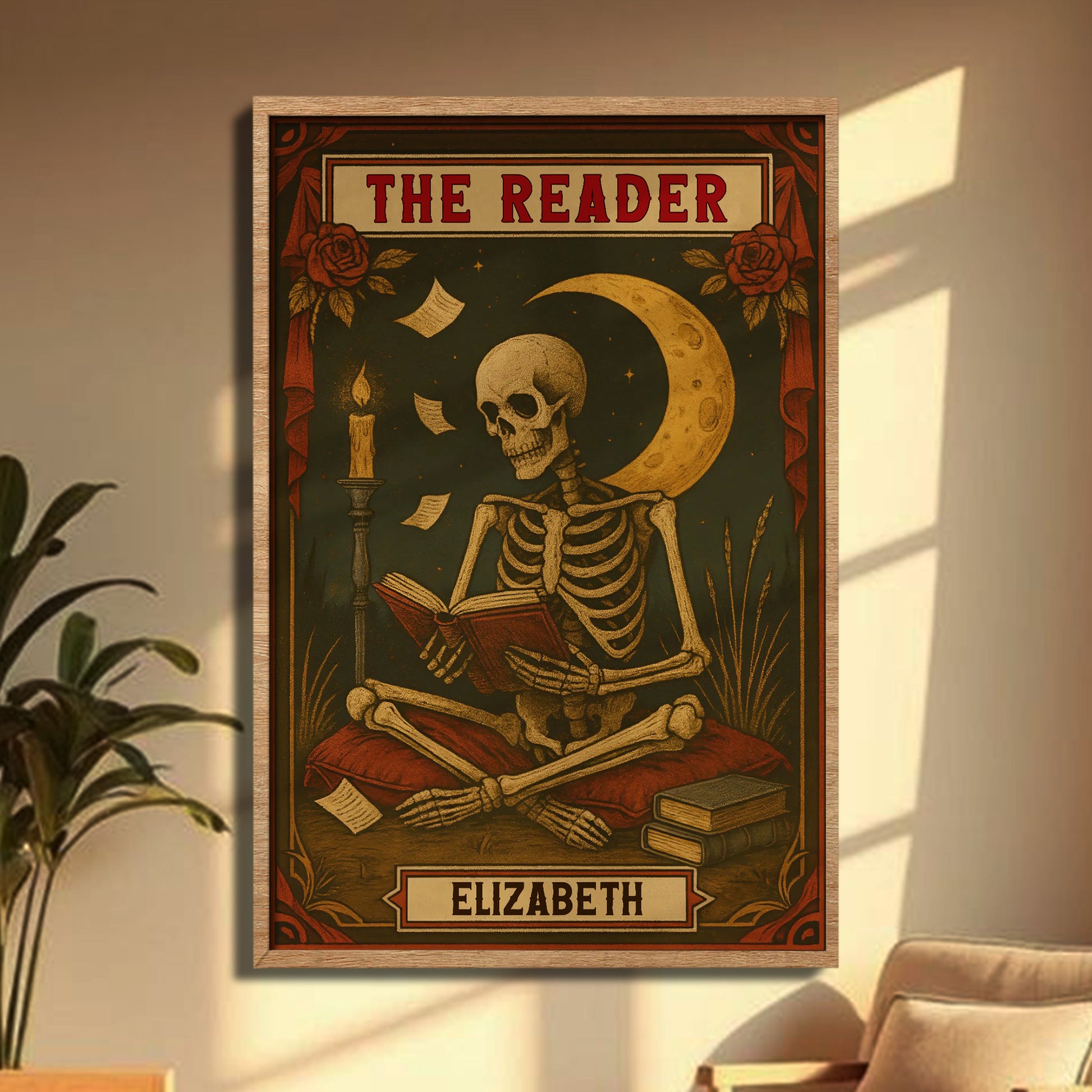 The Reader Skeleton With Books And Candles