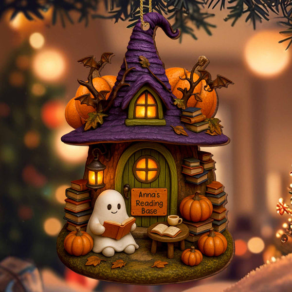 Cozy Witch Hat And Ghost Reading