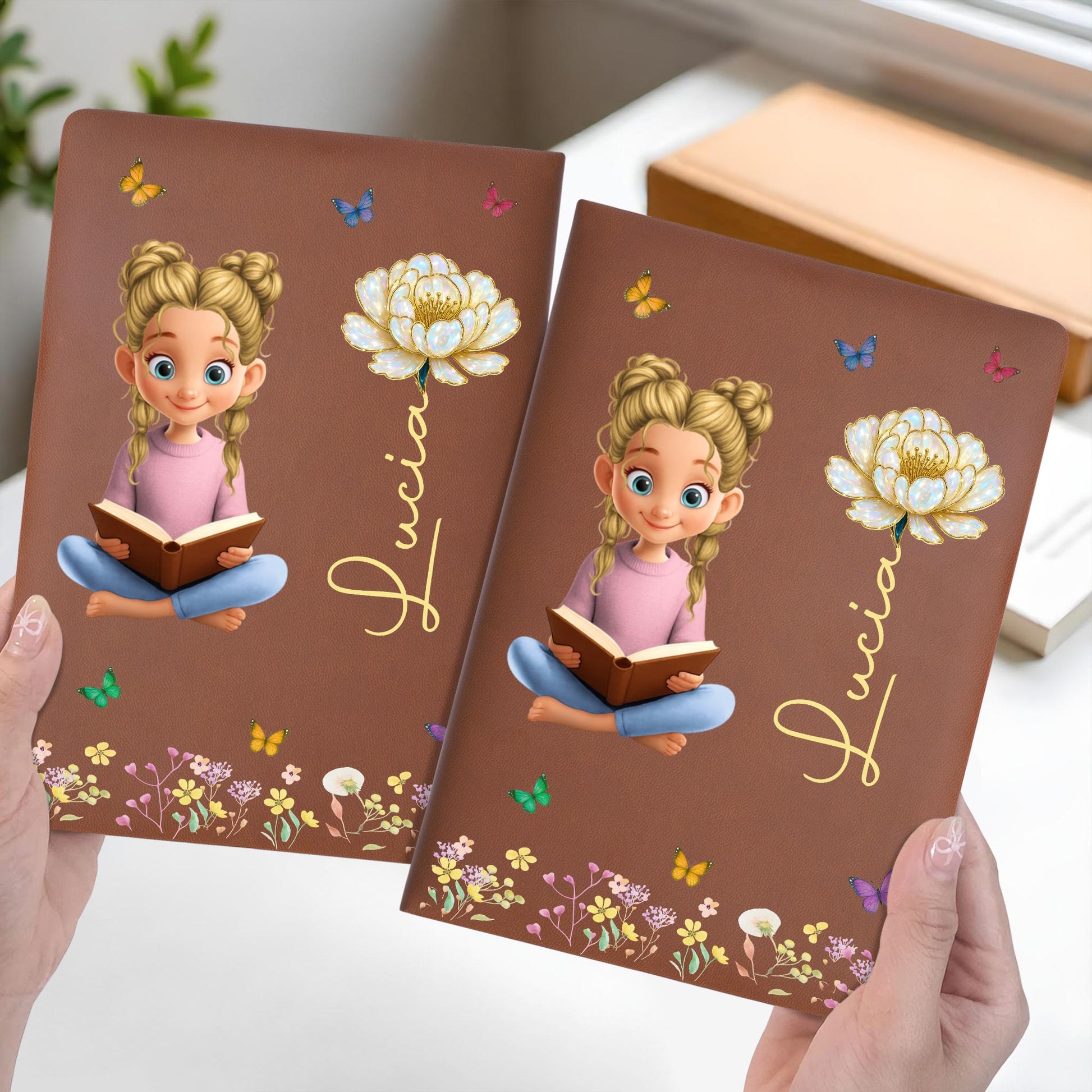 Reading Girl Surrounded By Flowers And Butterflies