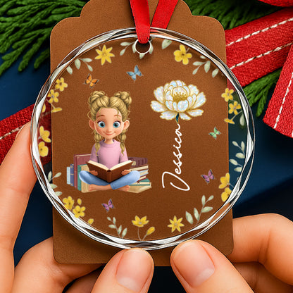 Charming Girl Reading Among Flowers And Butterflies