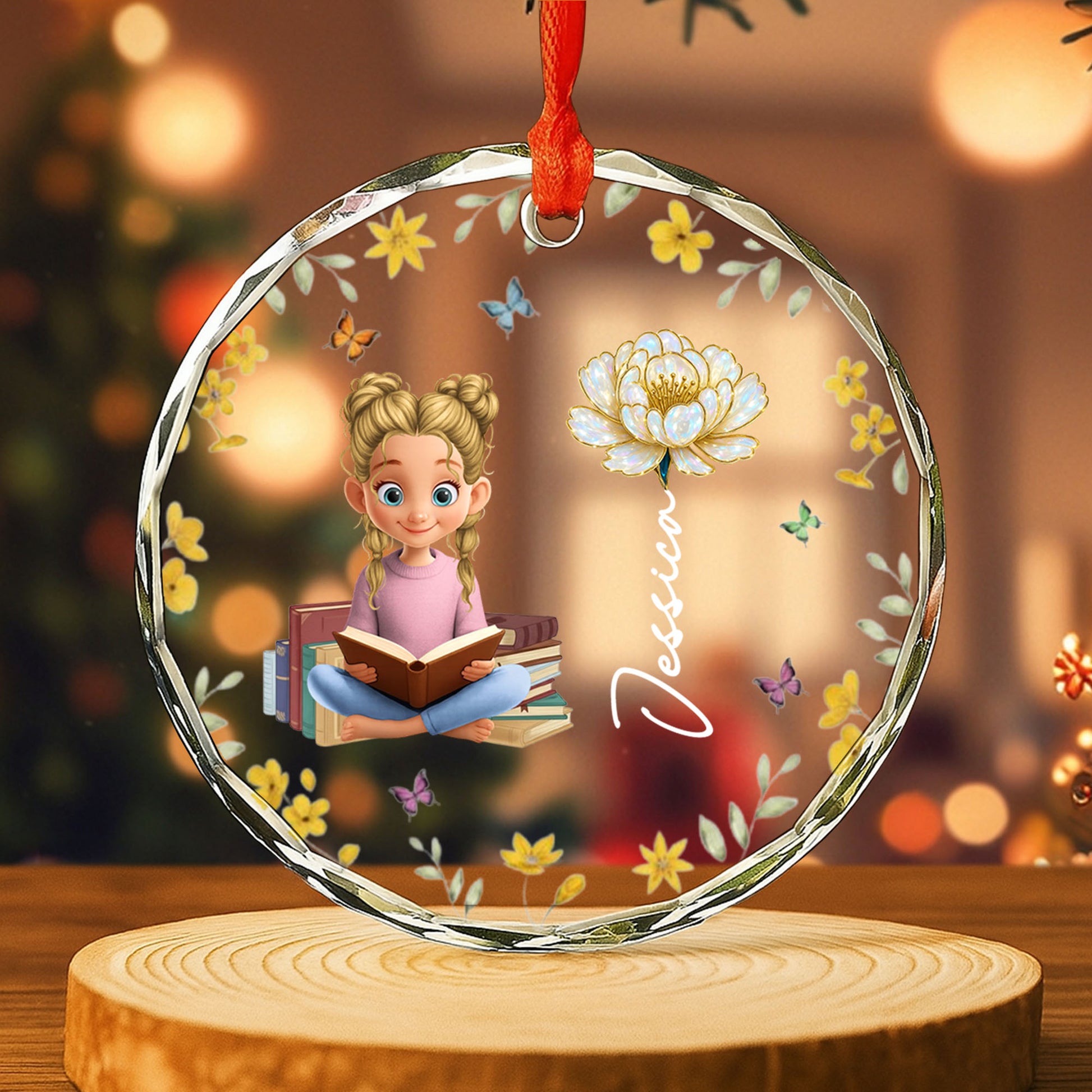 Charming Girl Reading Among Flowers And Butterflies