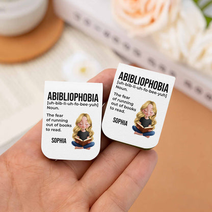 Abibliophobia The Fear Of Running Out Of Books To Read - Personalized Custom Leather Bookmark - BLV015_LBMARK