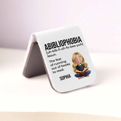 Abibliophobia The Fear Of Running Out Of Books To Read - Personalized Custom Leather Bookmark - BLV015_LBMARK