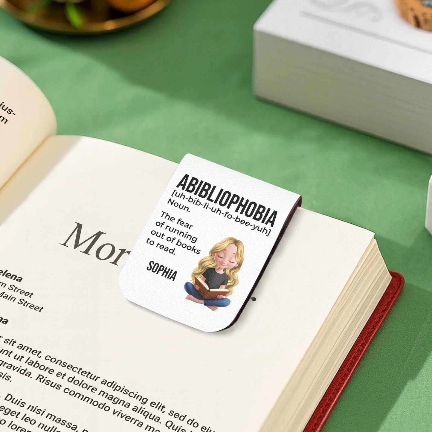 Abibliophobia The Fear Of Running Out Of Books To Read - Personalized Custom Leather Bookmark - BLV015_LBMARK
