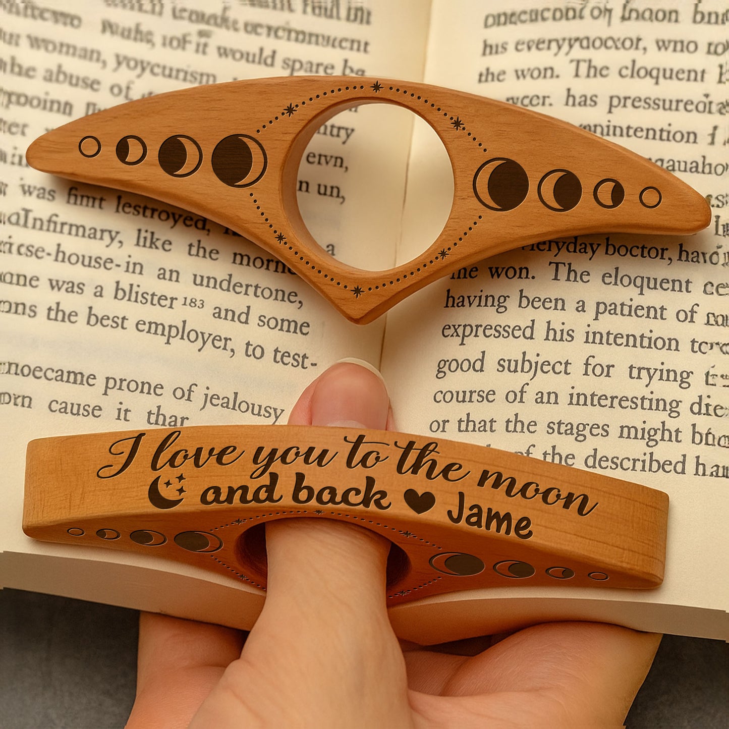 I Love You To The Moon And Back Wooden Book Page Holder