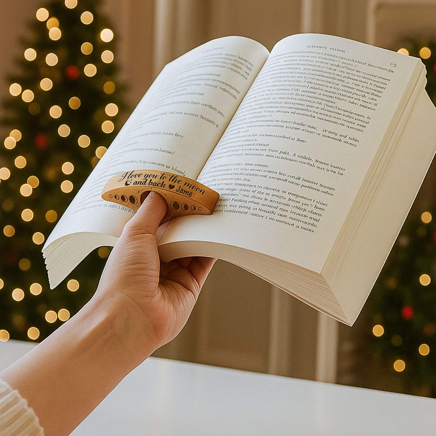 I Love You To The Moon And Back Wooden Book Page Holder