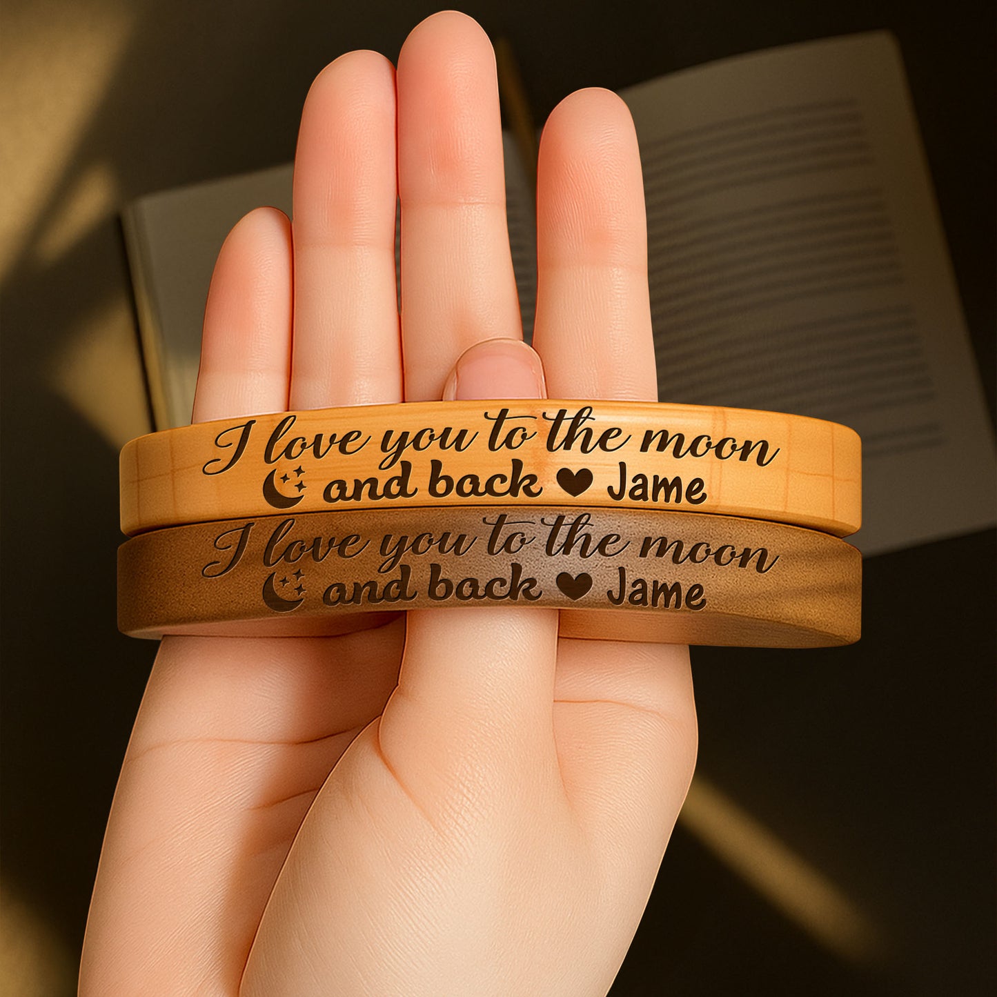 I Love You To The Moon And Back Wooden Book Page Holder