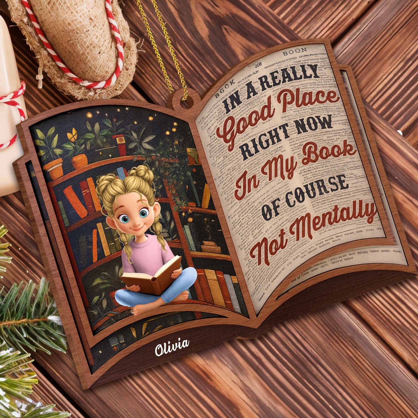 In A Really Good Place, Book And Girl Reading Ornament