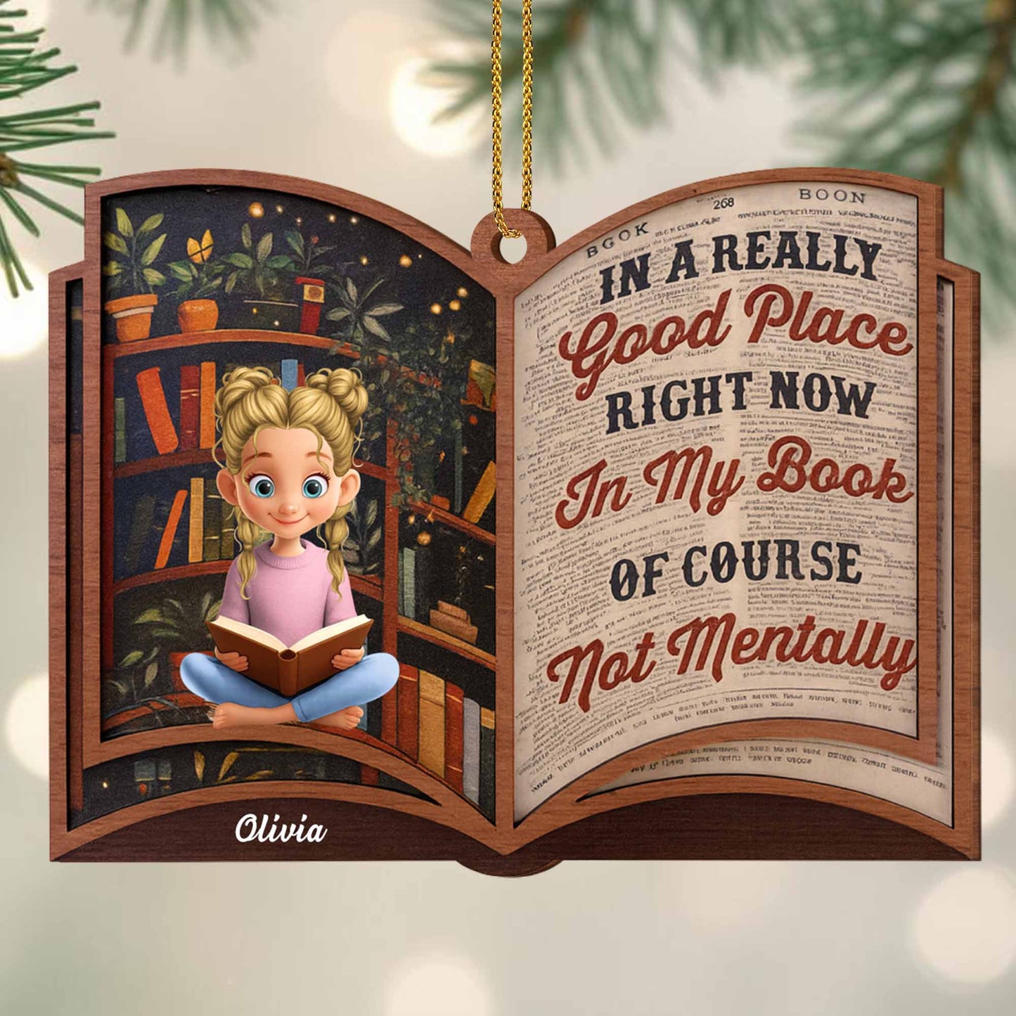 In A Really Good Place, Book And Girl Reading Ornament