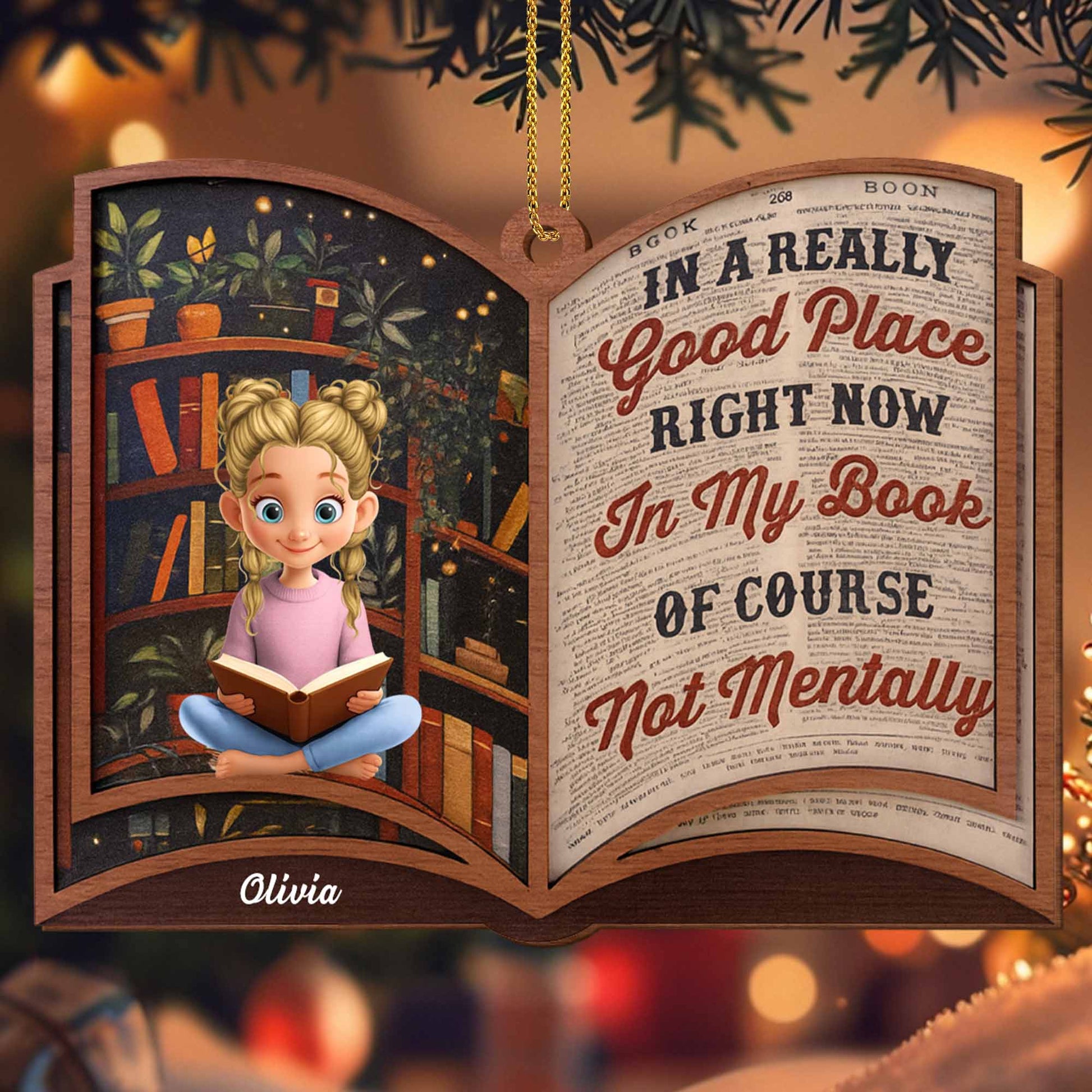 In A Really Good Place, Book And Girl Reading Ornament