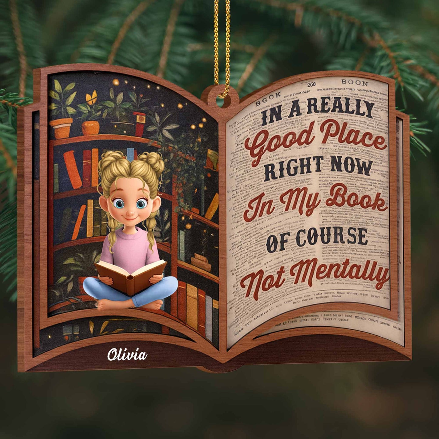 In A Really Good Place, Book And Girl Reading Ornament