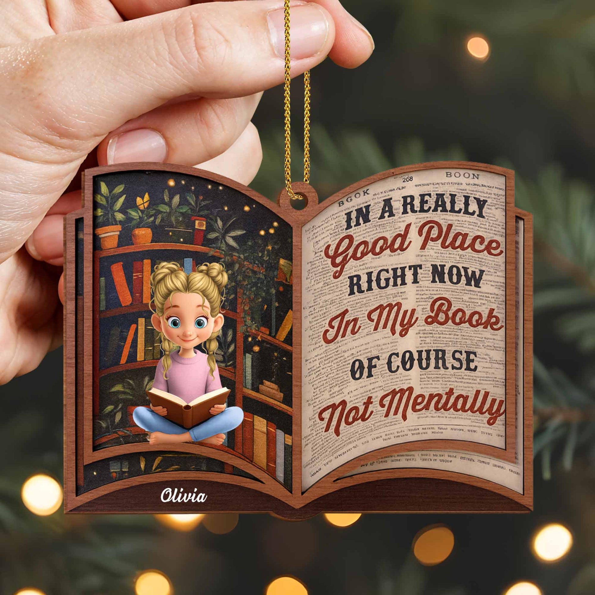 In A Really Good Place, Book And Girl Reading Ornament