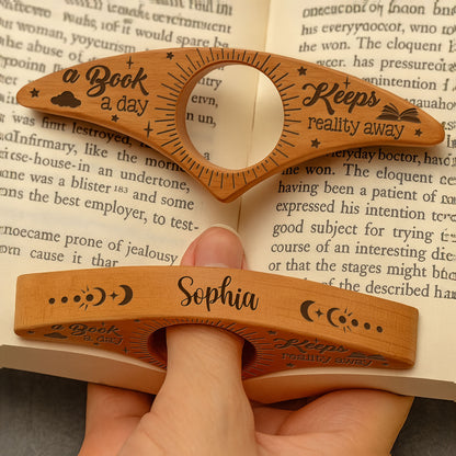 Handmade With Love, Perfect Reading Accessory, Stars And Moon - Personalized Wooden Book Page Holder - BLV026_WOPHO