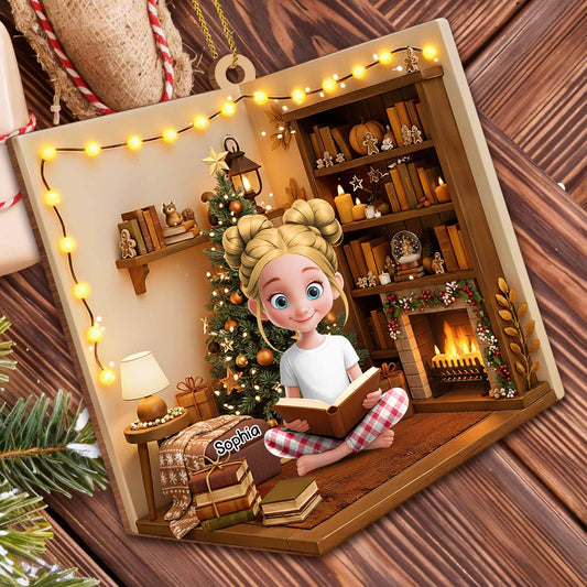 Cozy Christmas Moments With Books, Christmas Tree, And Fireplace