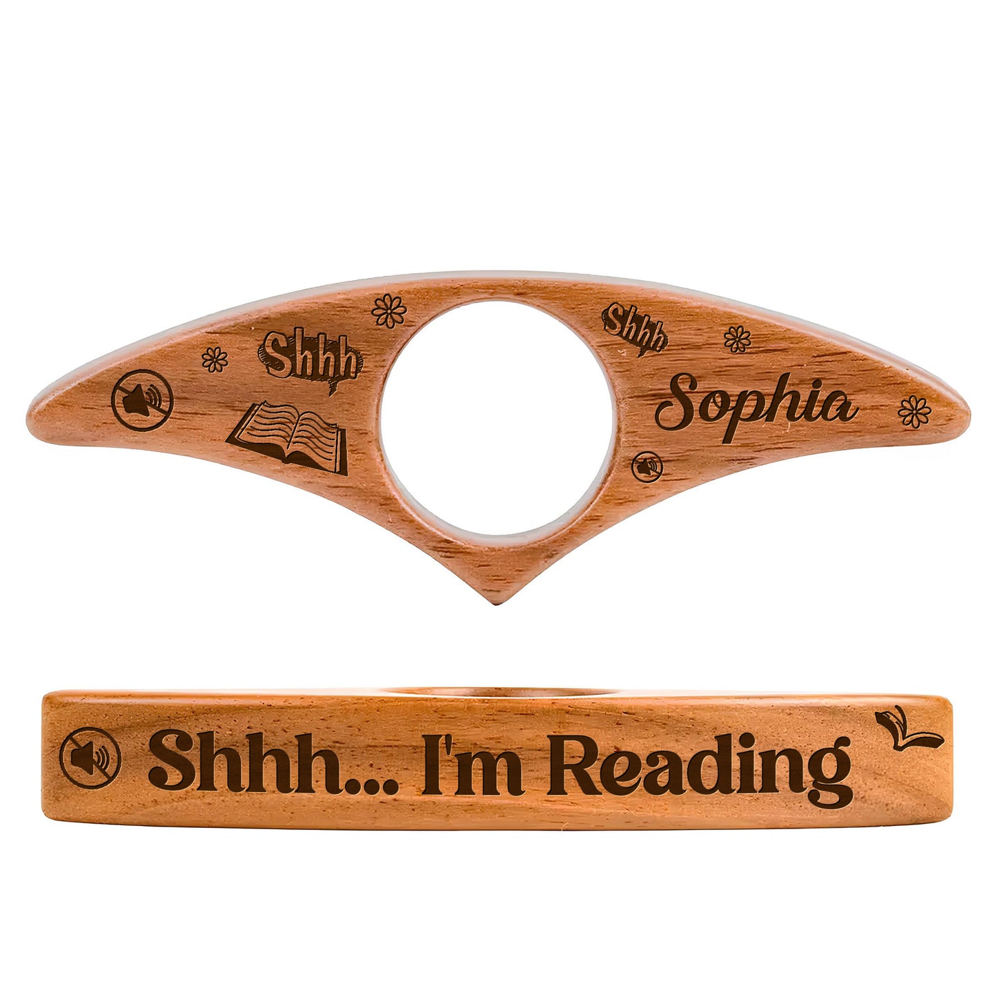 Shhh I'm Reading Engraved Wooden Page Holder