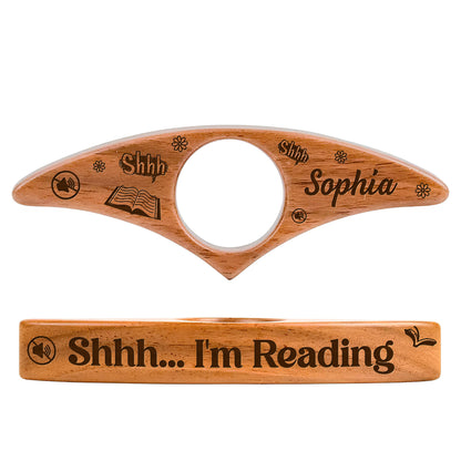 Shhh I'm Reading Engraved Wooden Page Holder - Personalized Wooden Book Page Holder - BLV029_WOPHO