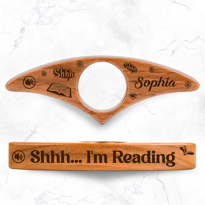 Shhh I'm Reading Engraved Wooden Page Holder