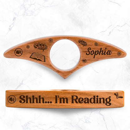 Shhh I'm Reading Engraved Wooden Page Holder - Personalized Wooden Book Page Holder - BLV029_WOPHO