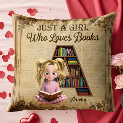 Just A Girl Who Loves Books, Girl And Bookshelf Design