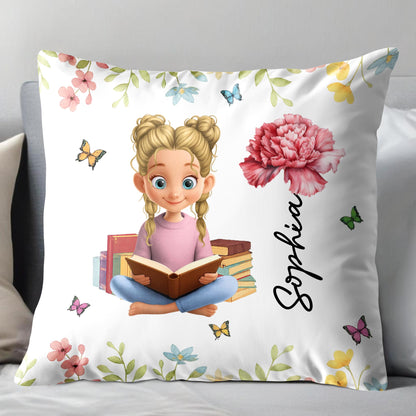 A Celebration Of Reading And Nature With Girl, Books, Butterflies, Flowers