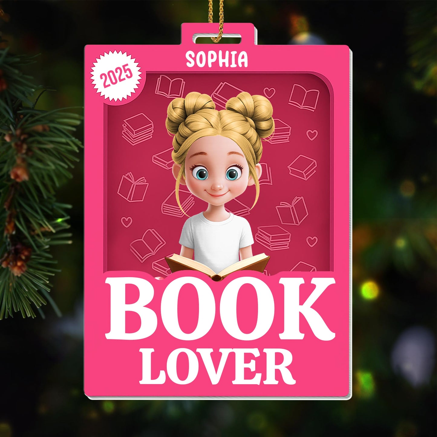 Book Lover Featuring a Young Girl and Book - Personalized Custom Acrylic Ornament, Christmas Gift - BLV047_ACO