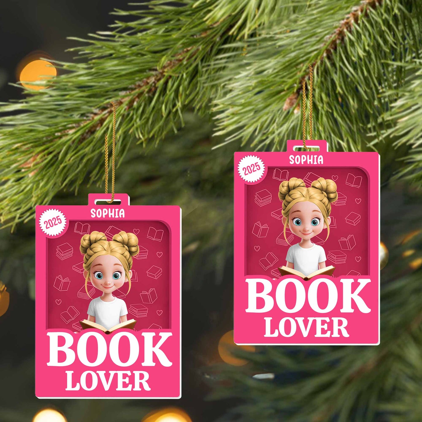 Book Lover Featuring a Young Girl and Book - Personalized Custom Acrylic Ornament, Christmas Gift - BLV047_ACO
