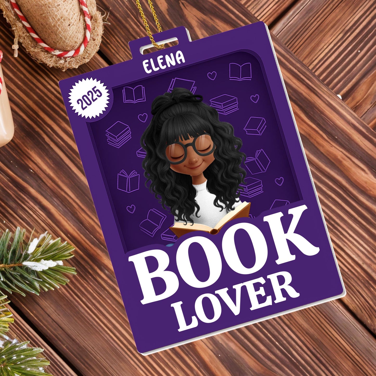 Book Lover Featuring a Young Girl and Book - Personalized Custom Acrylic Ornament, Christmas Gift - BLV047_ACO