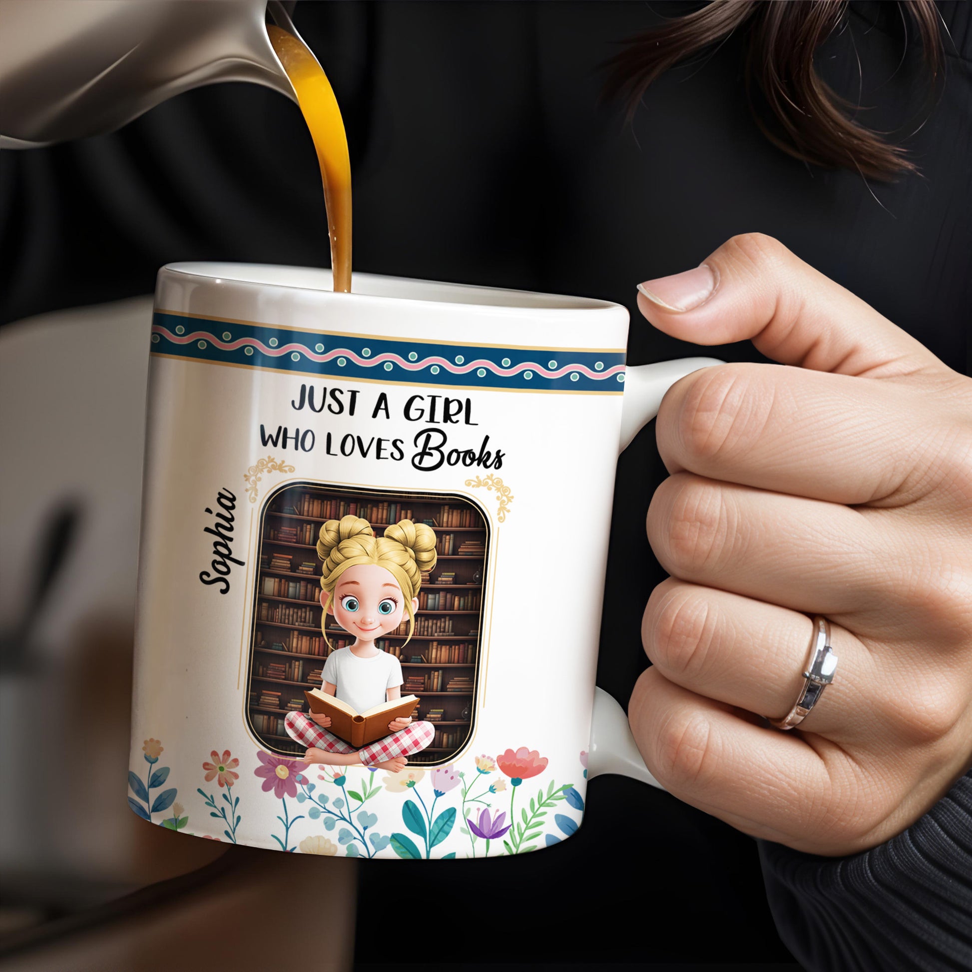 Just A Girl Who Loves Books With Floral Design