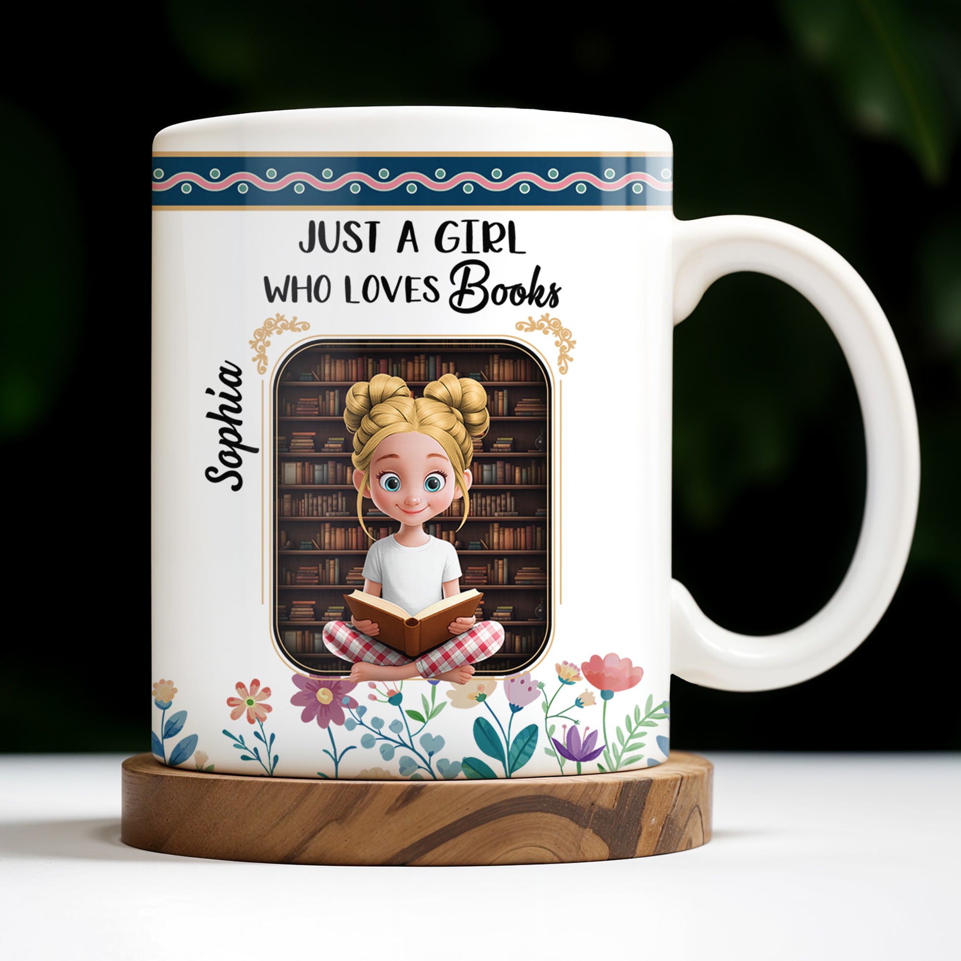 Just A Girl Who Loves Books With Floral Design