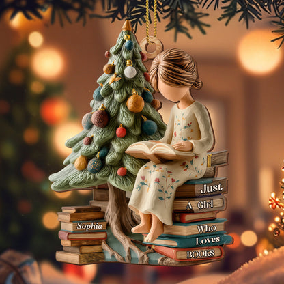 Just A Girl Who Loves Books With Christmas Tree
