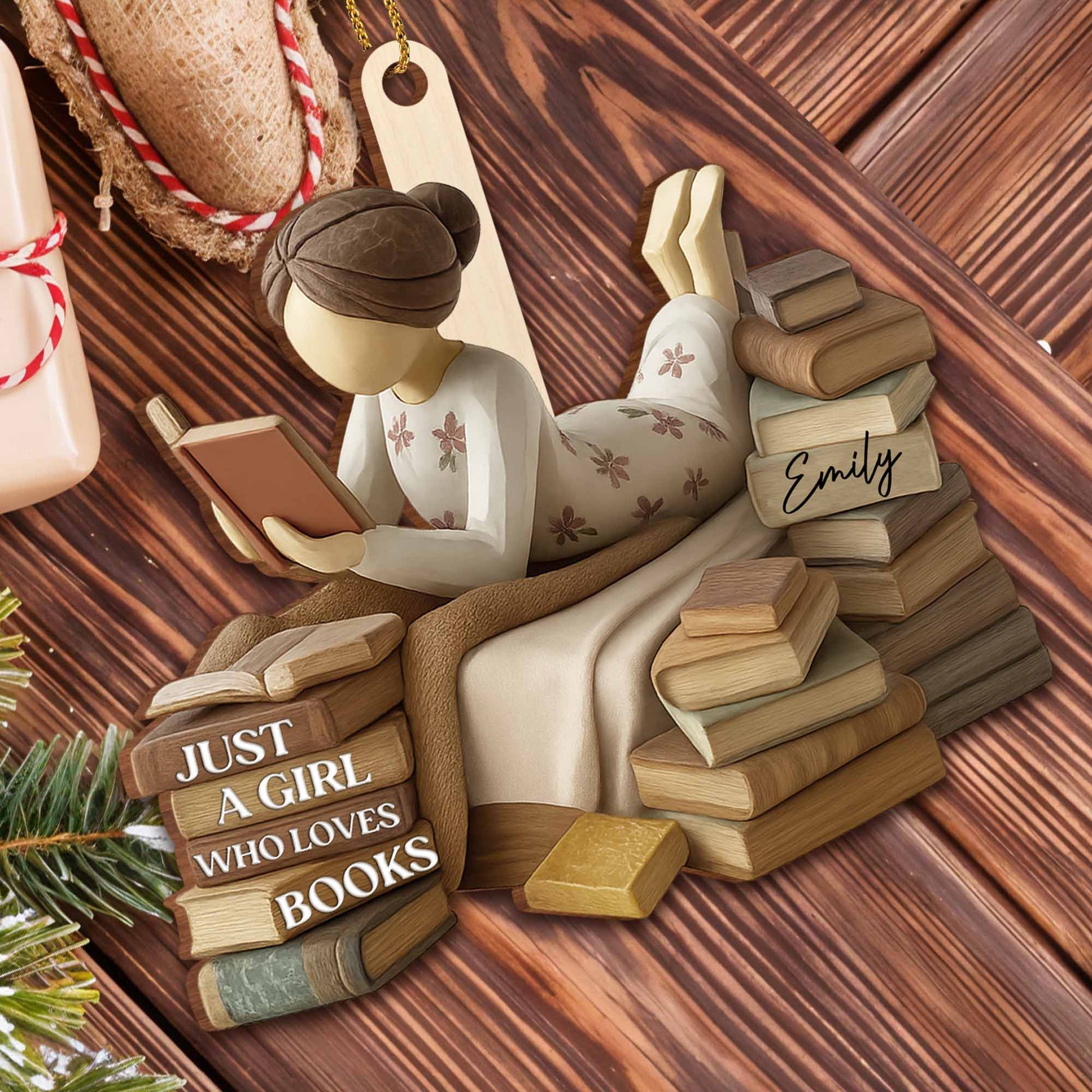 Just A Girl Who Loves Books Custom Ornament