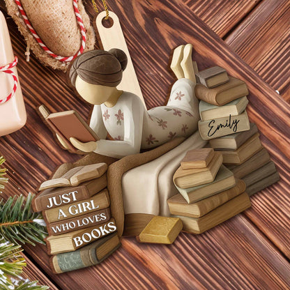 Just A Girl Who Loves Books Custom Ornament