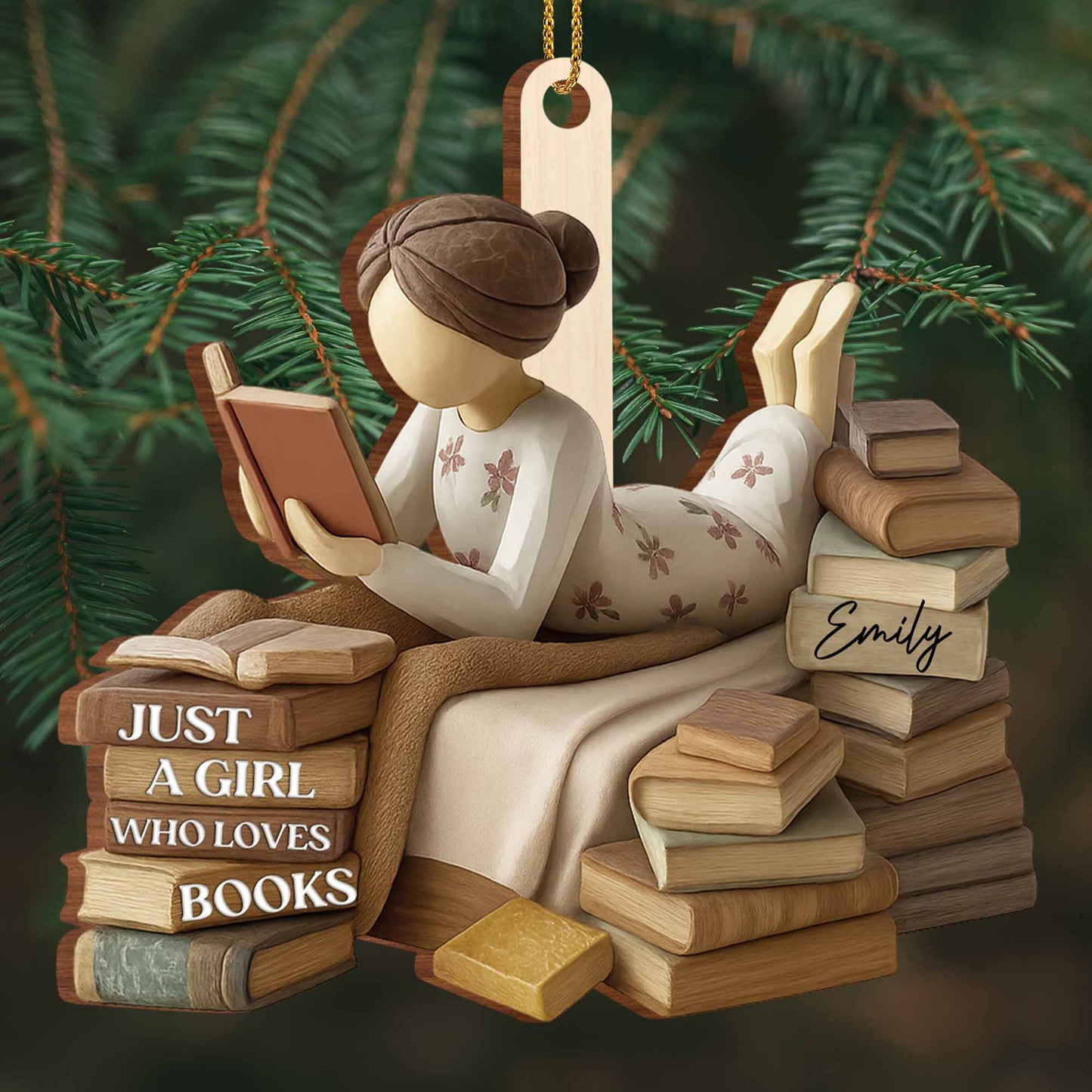 Just A Girl Who Loves Books Custom Ornament