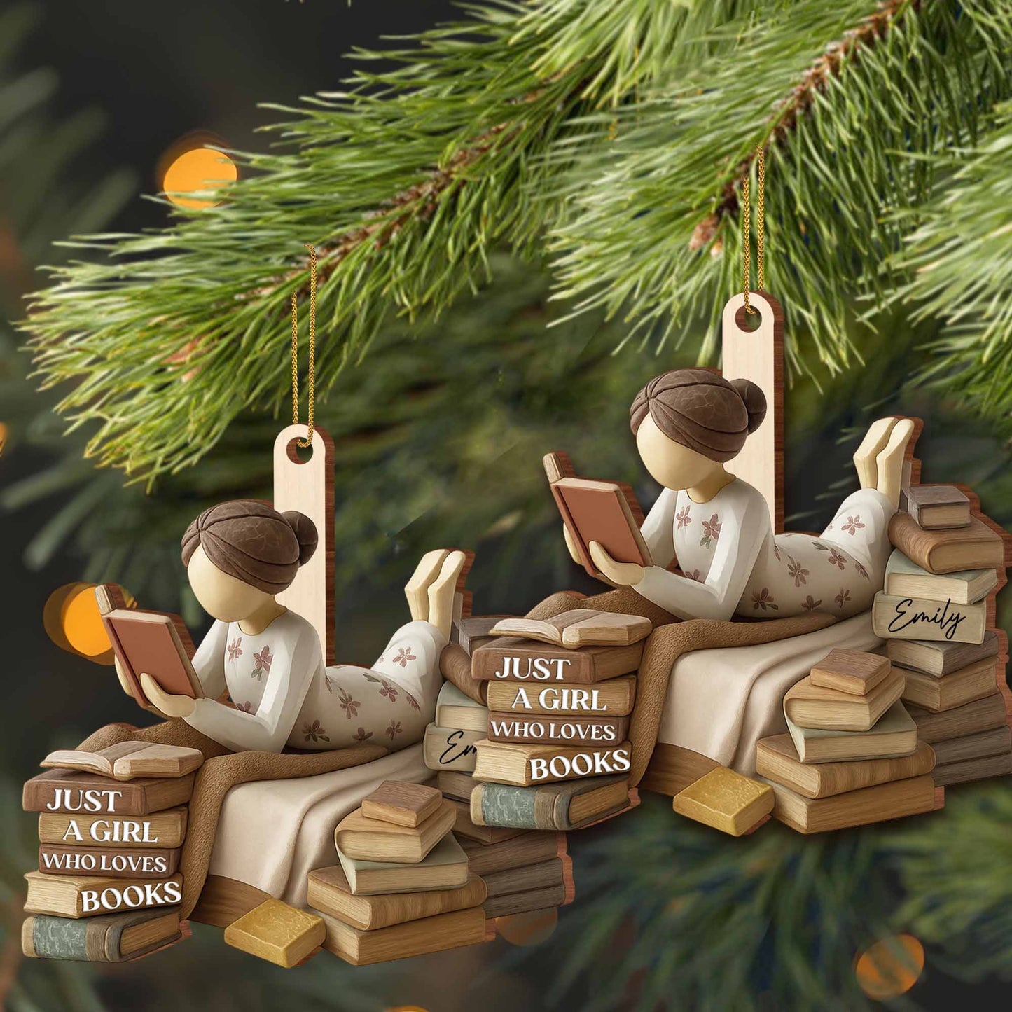 Just A Girl Who Loves Books Custom Ornament