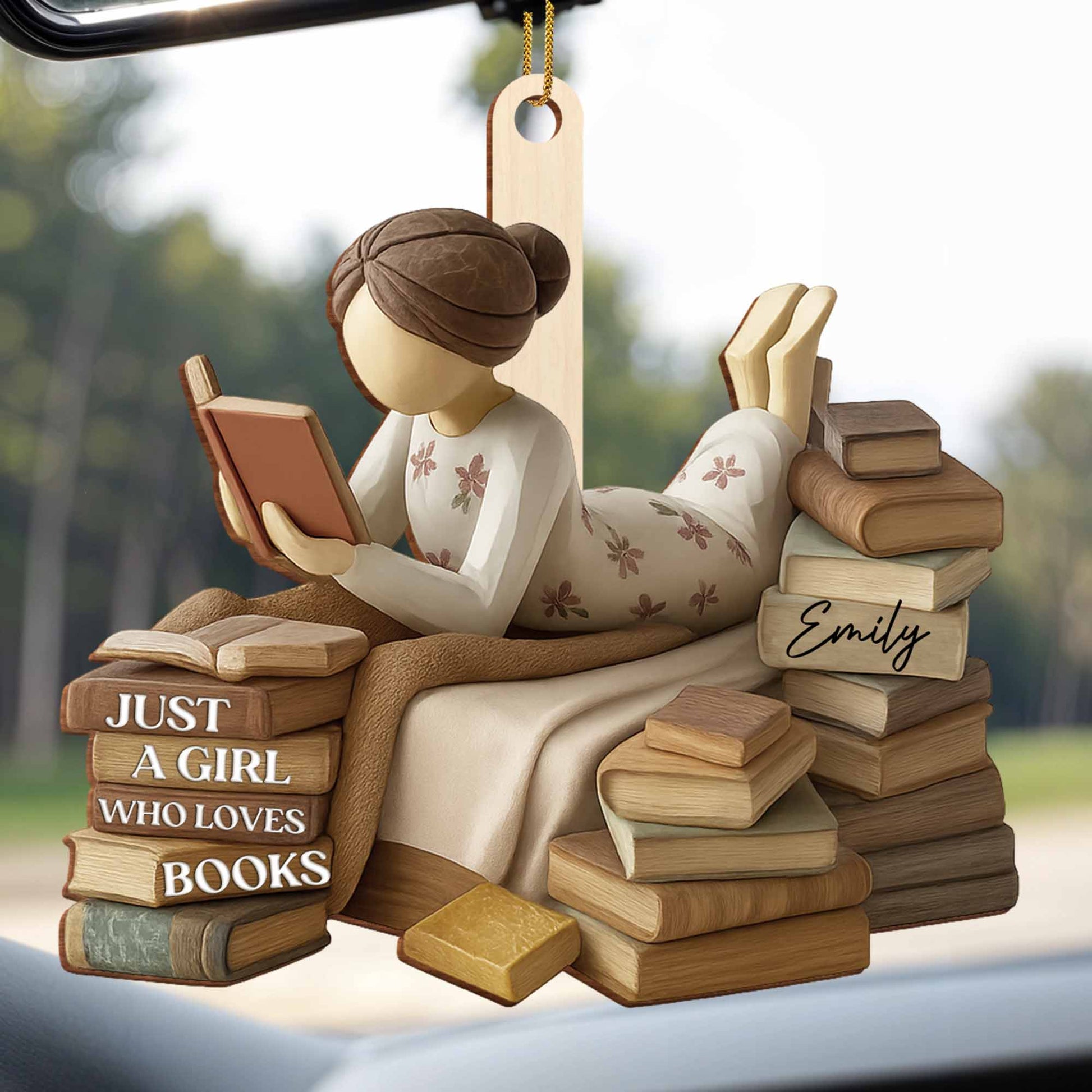 Just A Girl Who Loves Books Custom Ornament