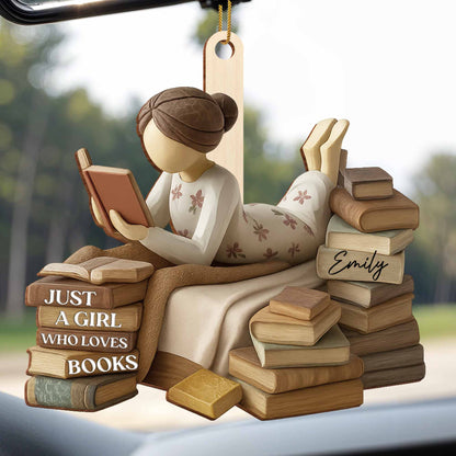 Just A Girl Who Loves Books Custom Ornament